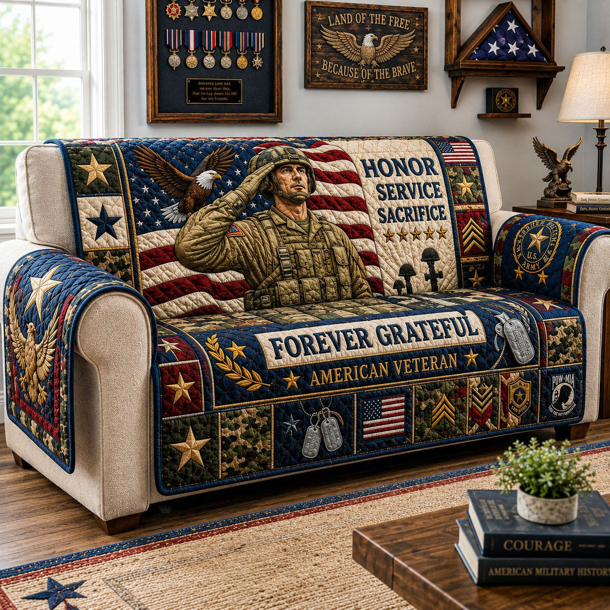 Honor Service Sacrifice Forever Grateful Sofa Cover
