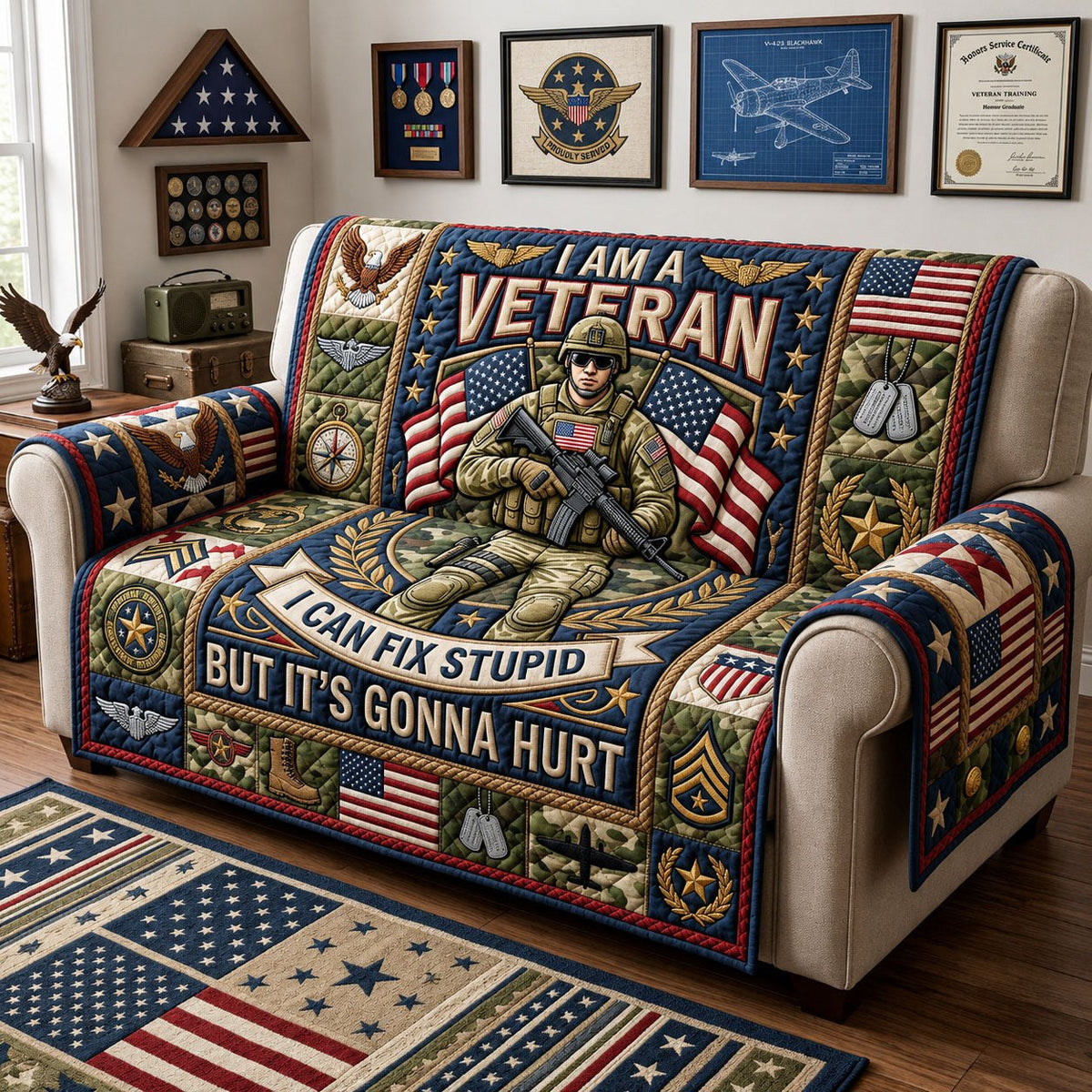 Am Veteran Sofa Cover
