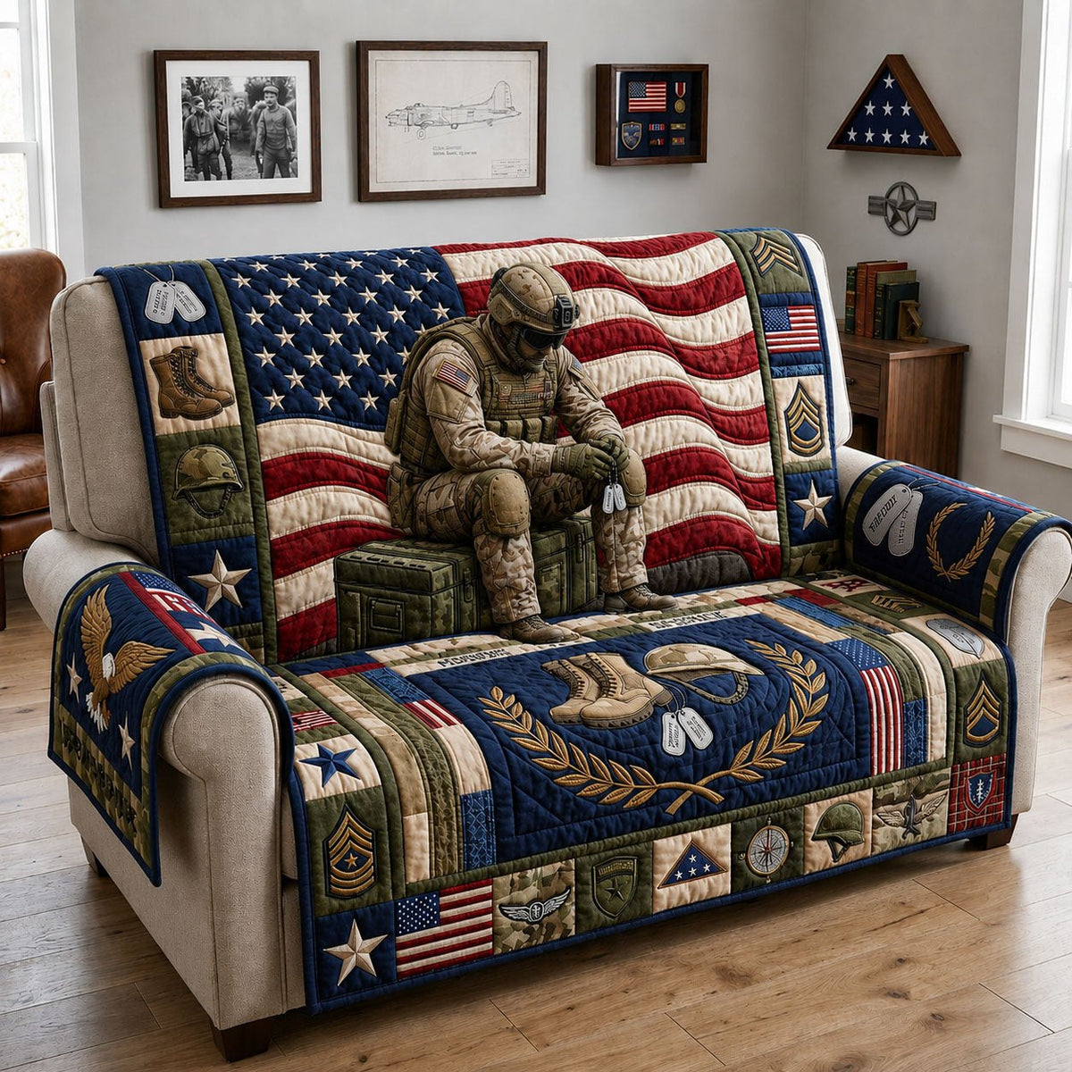 Patriotic Soldier Sofa Cover