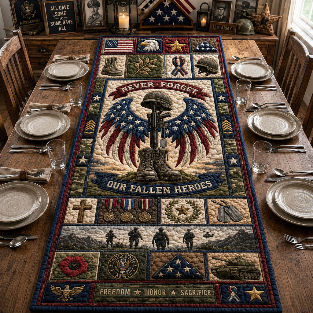 Never Forget Our Fallen Heroes Table Runner