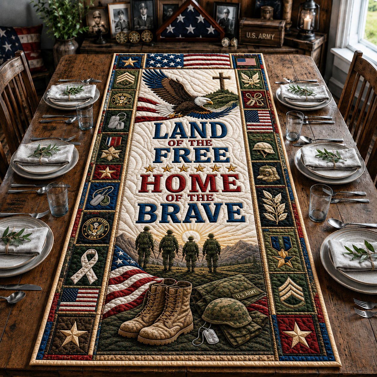 Home of the Brave Memorial Panel Table Runner