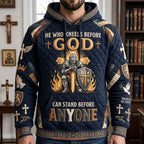 He Who Kneels Before God Can Stand hoodie, all-over print