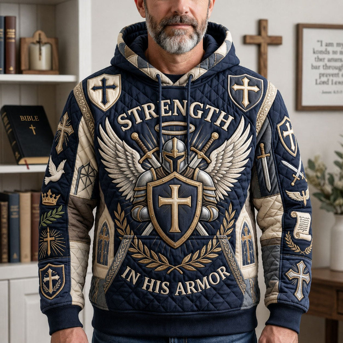 Warrior of God hoodie, all-over print