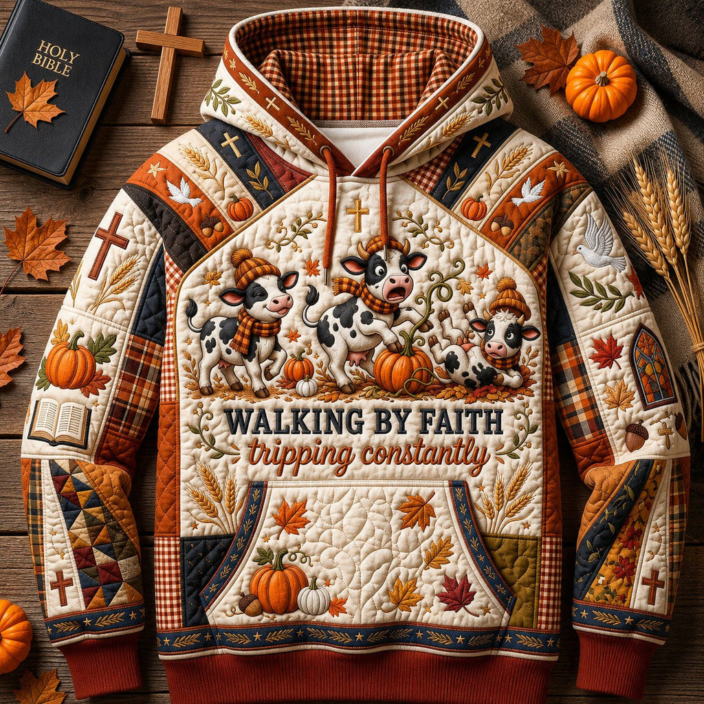 Walking by Faith Autumn Cross Panel hoodie, all-over print