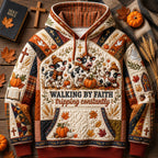 Walking by Faith Autumn Cross Panel hoodie, all-over print