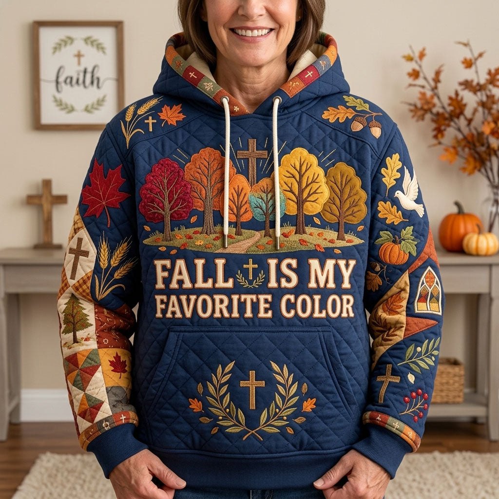 Fall Is My Favorite Color on Navy hoodie, all-over print
