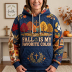 Fall Is My Favorite Color on Navy hoodie, all-over print