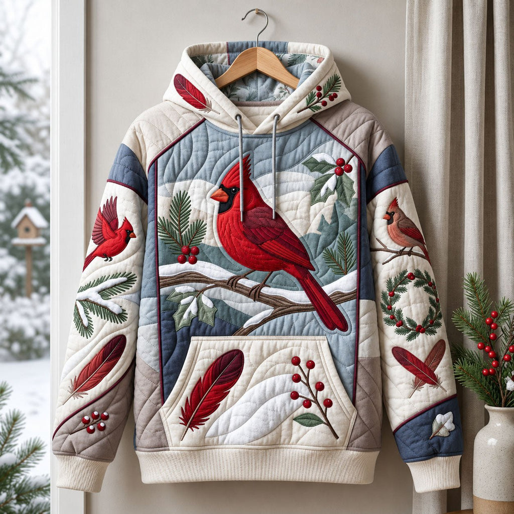 Winter Cardinal hoodie, all-over print