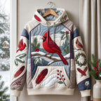 Winter Cardinal hoodie, all-over print