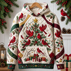 Cardinal Christmas Tree hoodie, all-over print
