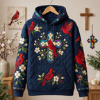 Stained Glass Cross Cardinal hoodie, all-over print