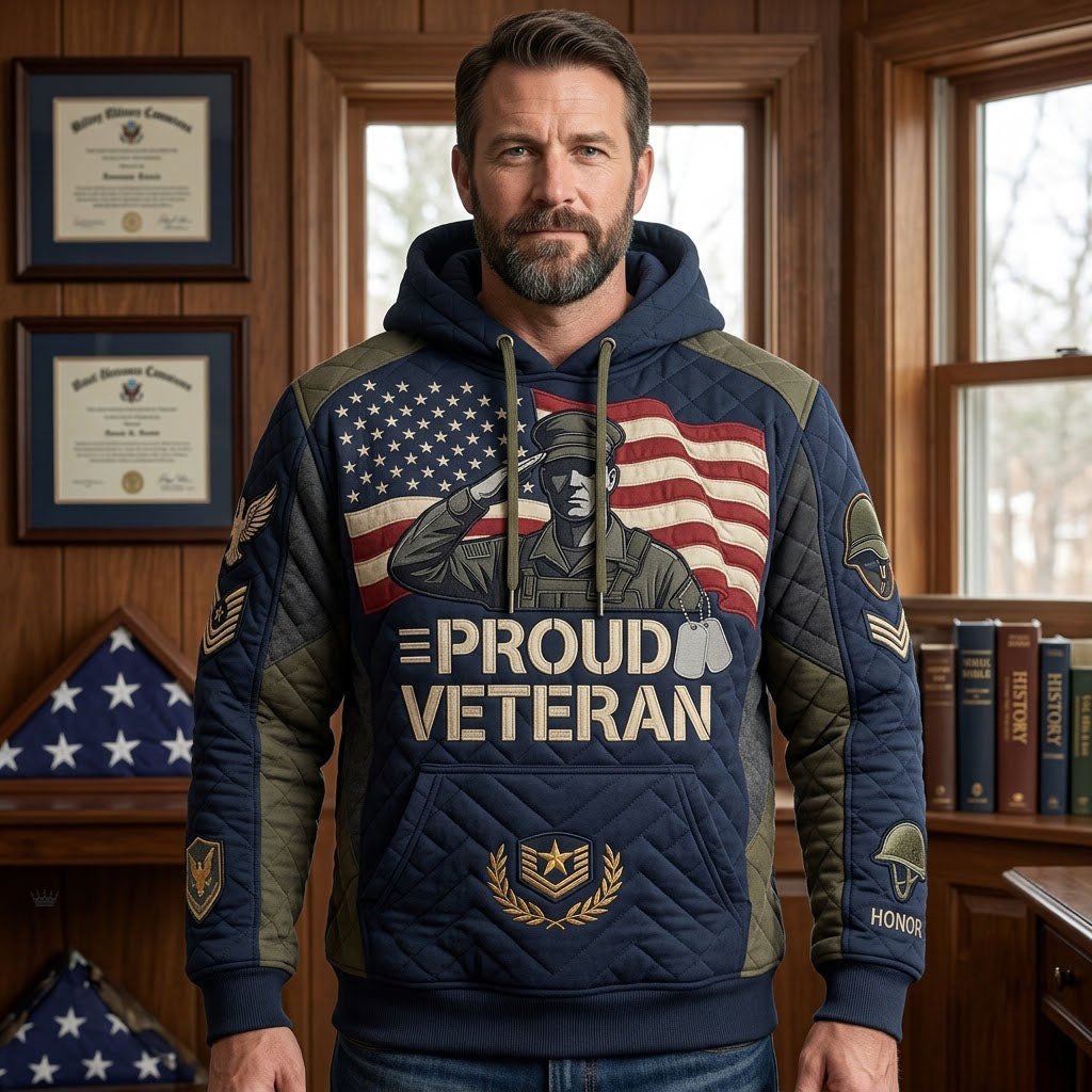 Proud Veteran hoodie, all-over print