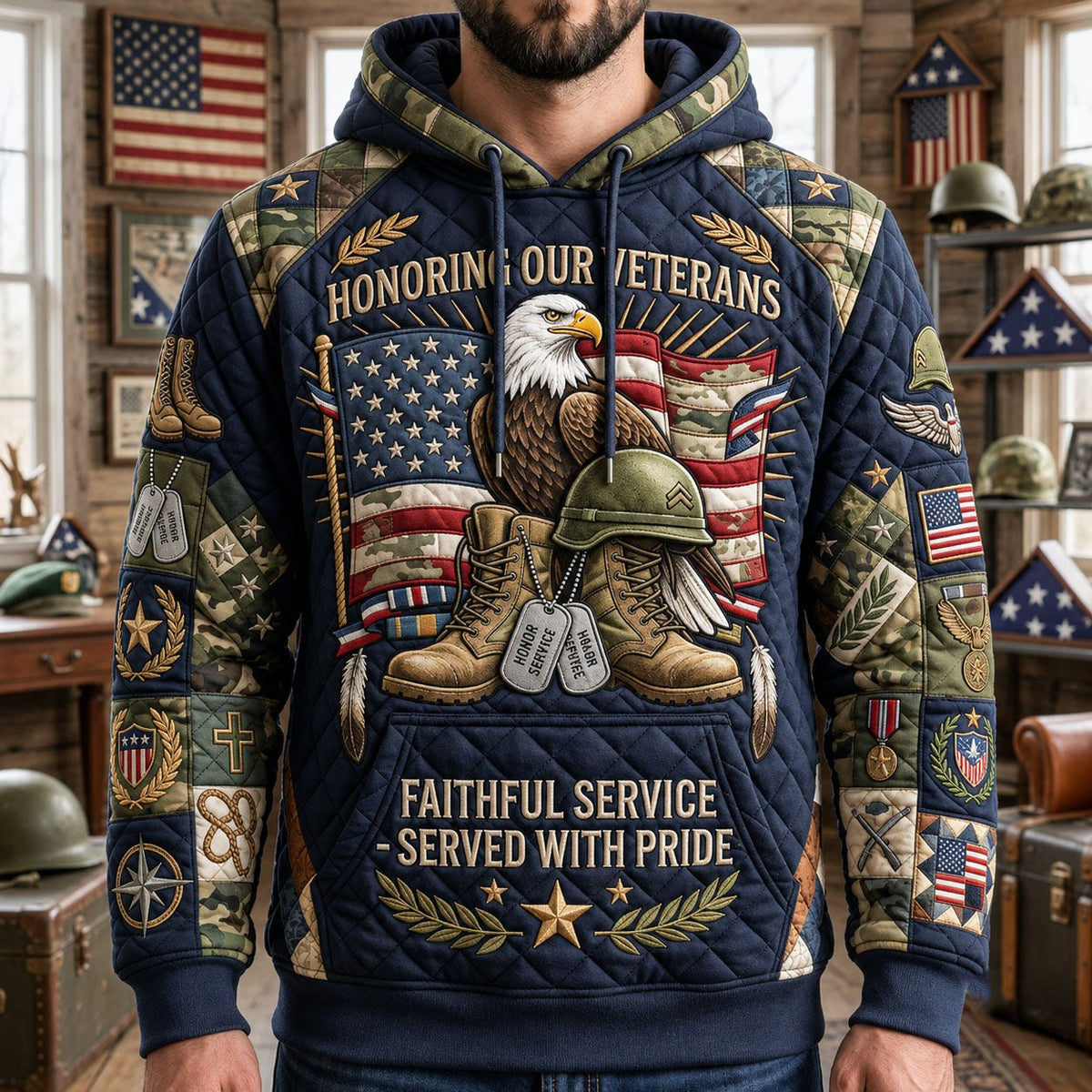 Honoring Our Veterans hoodie, all-over print