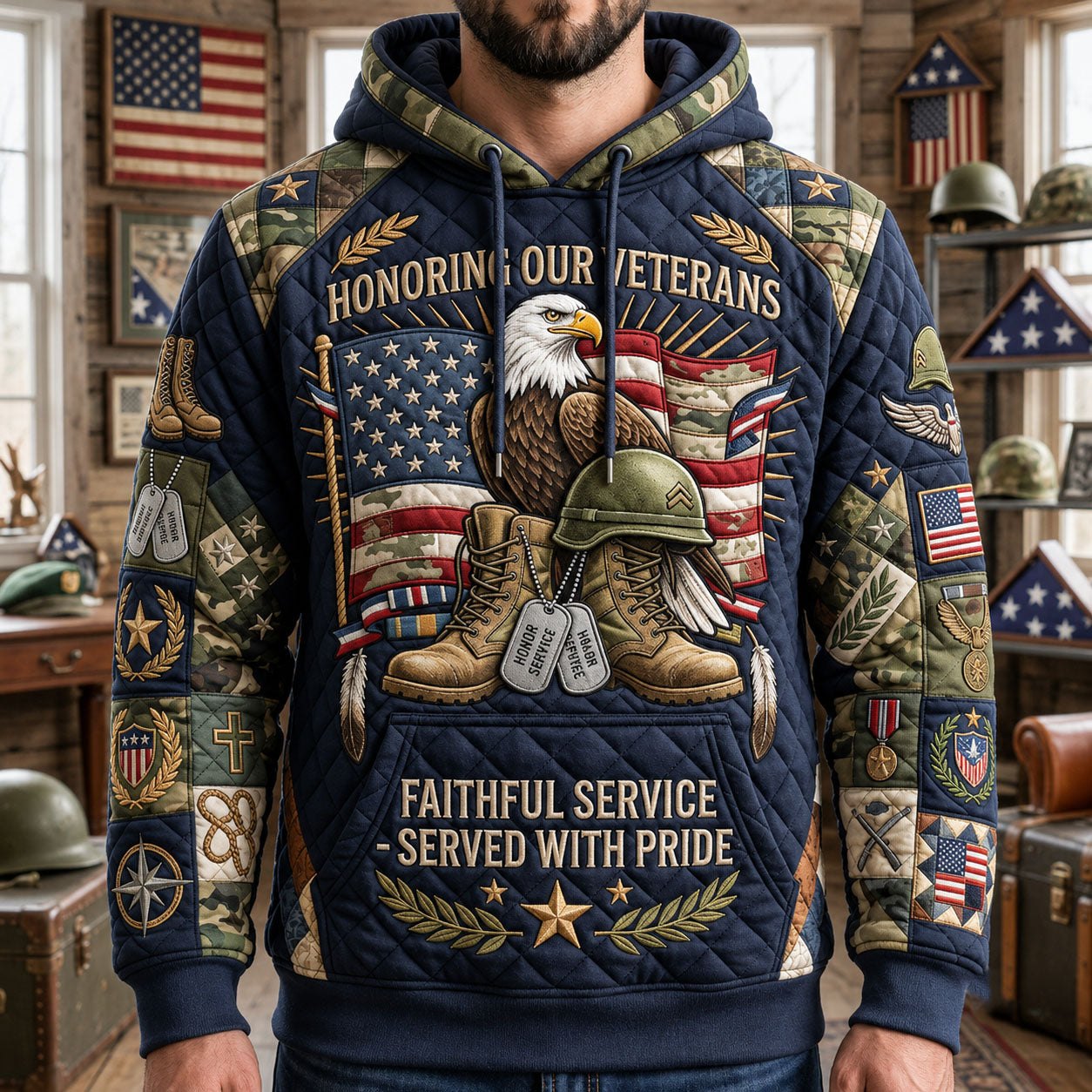Honoring Our Veterans hoodie, all-over print