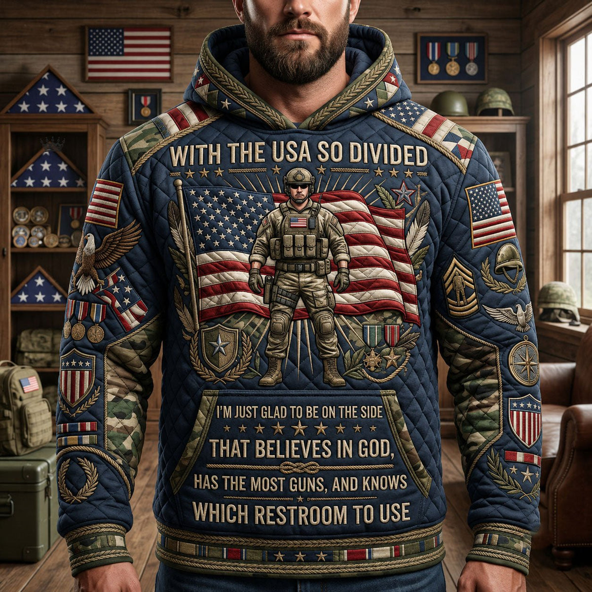 Believes in God hoodie, all-over print
