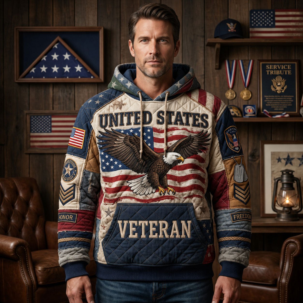 United States Veteran hoodie, all-over print