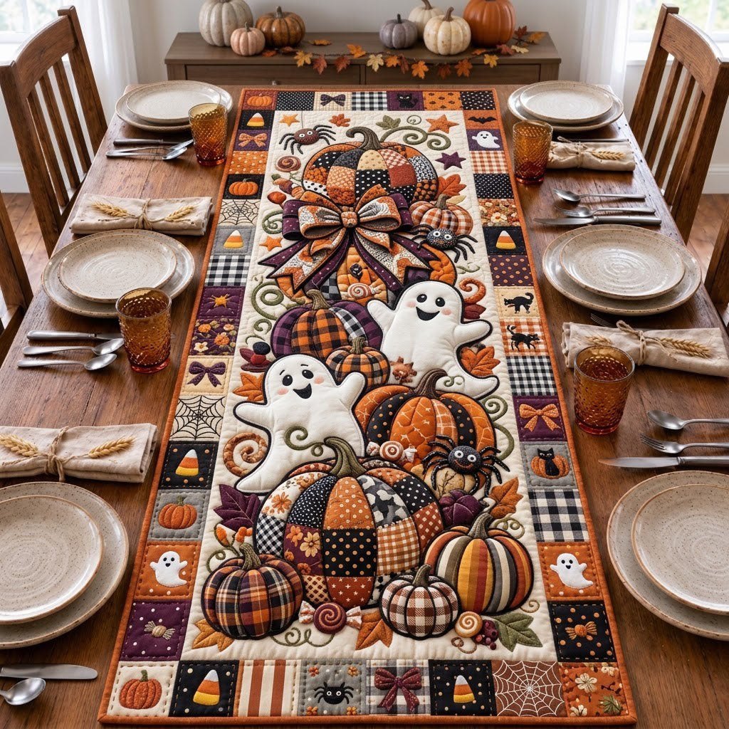Halloween Pumpkin Ghost Table Runner