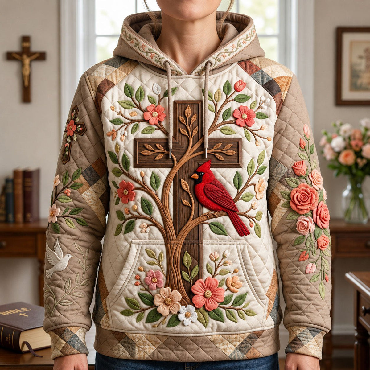 Cross Cardinal hoodie, all-over print