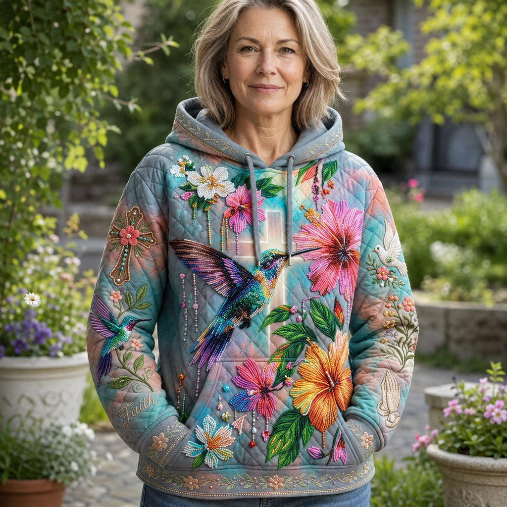 Bead Cross Hummingbird hoodie, all-over print
