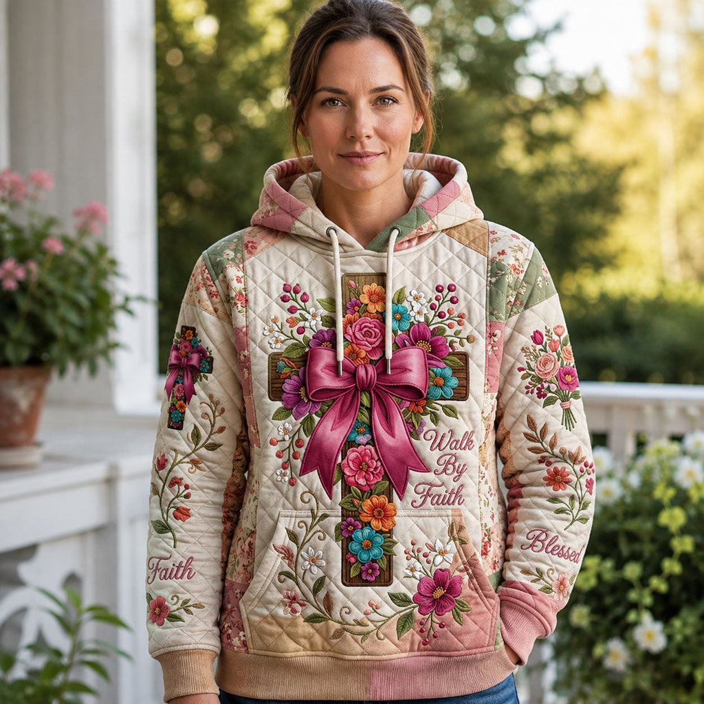 Floral Cross hoodie, all-over print