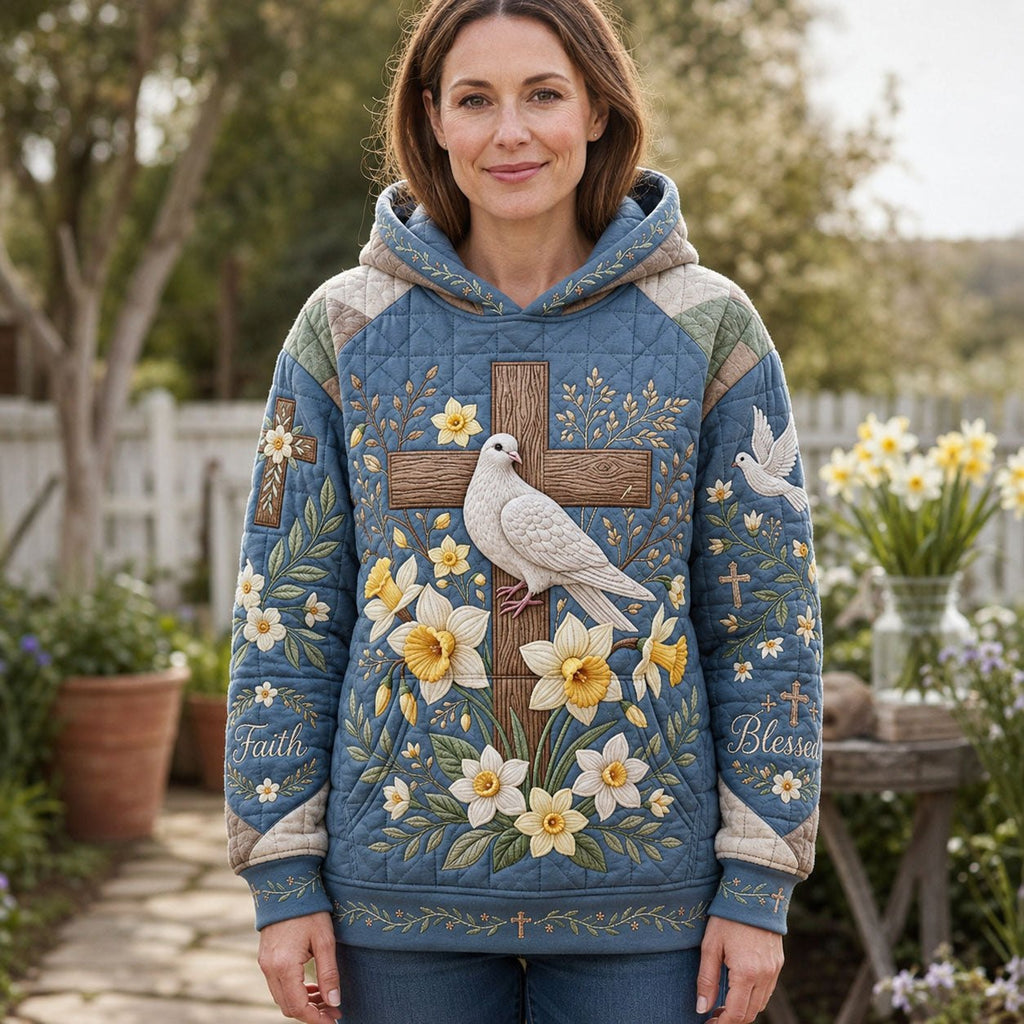 Dove Cross hoodie, all-over print