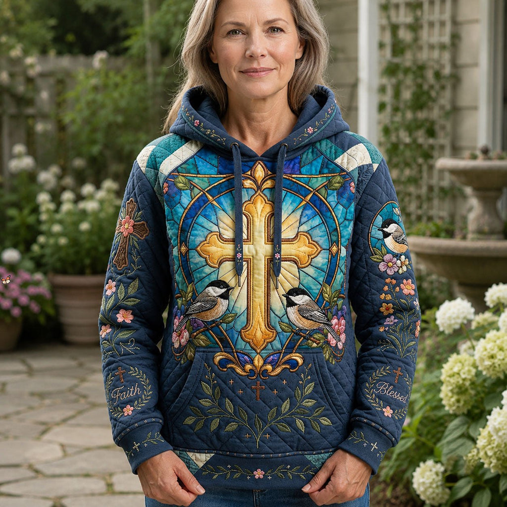 Chickadee Cross hoodie, all-over print