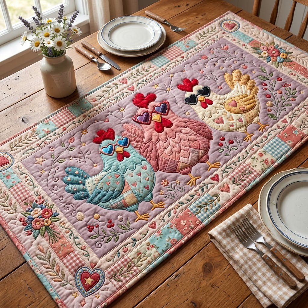 Besties Chicken Table Runner