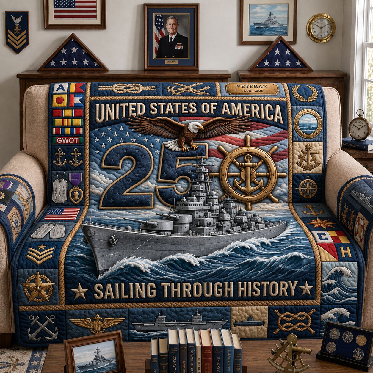 Sailing Through History Sofa Cover