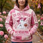 In October We Wear Pink hoodie, all-over print