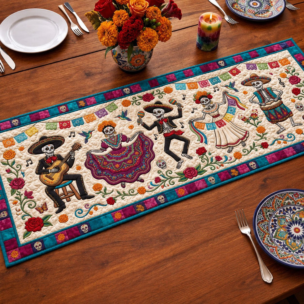 Dancing Skeletons Table Runner