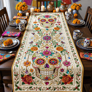 Jeweled Sugar Skull Table Runner - Made to Order