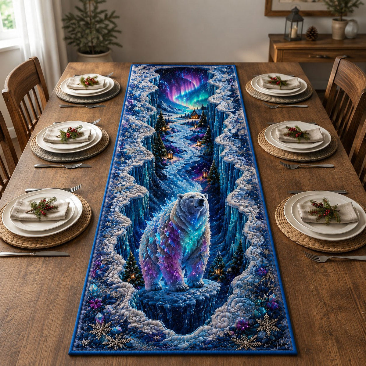 Jeweled Ice Bear Table Runner