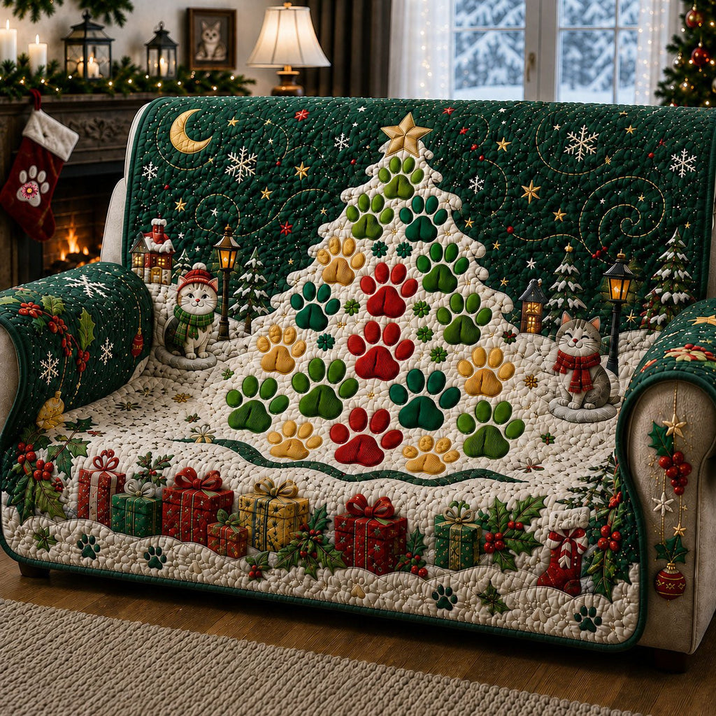 Paw Christmas Tree Sofa Cover