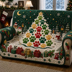 Paw Christmas Tree Sofa Cover
