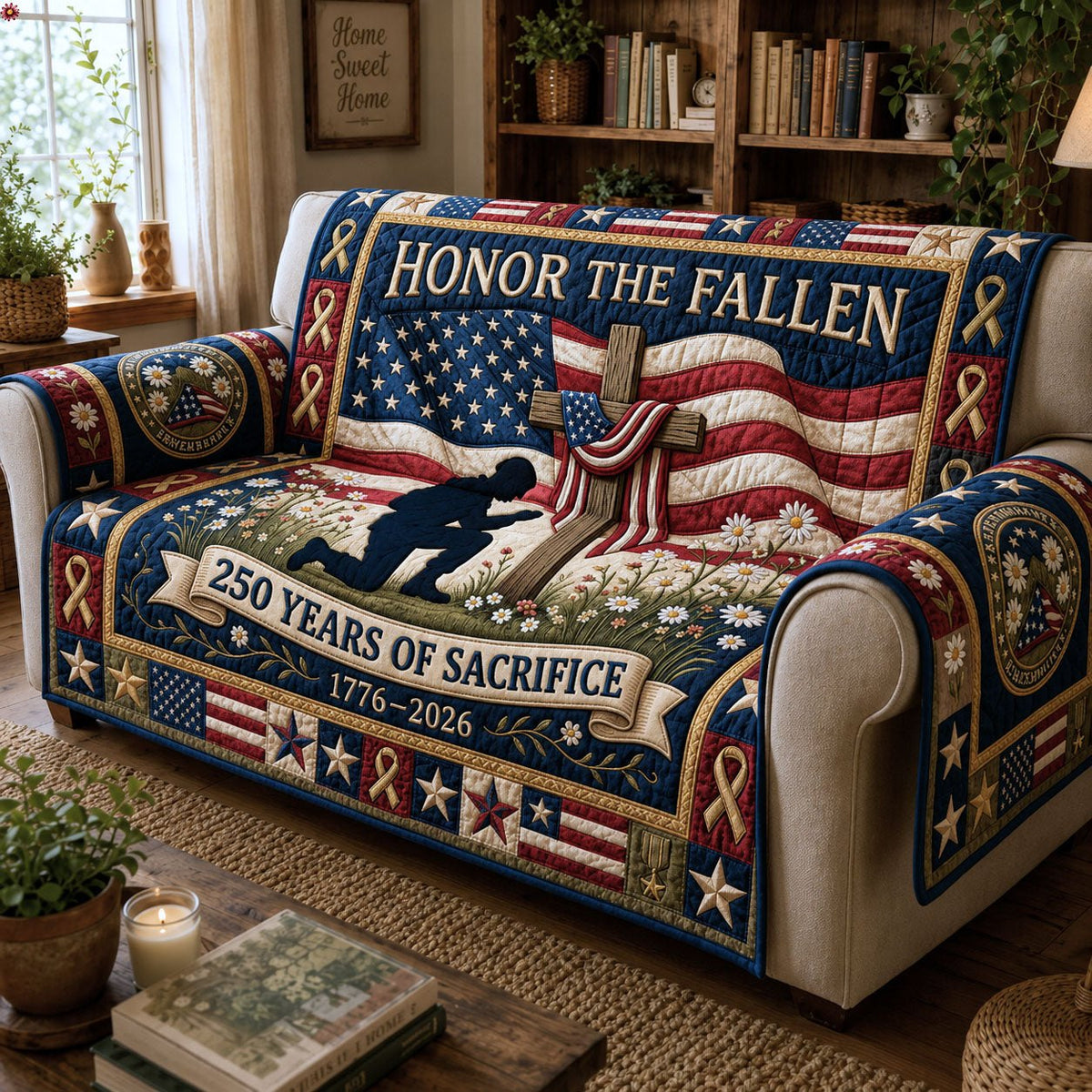 Honor the Fallen Beneath the Flag Sofa Cover