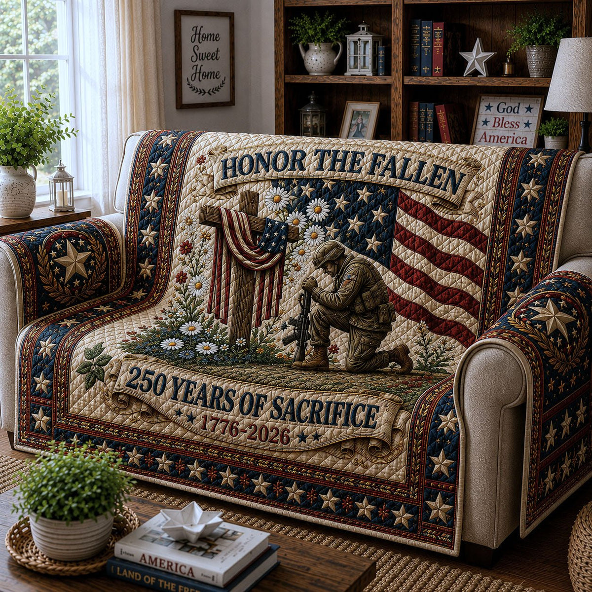 Honor the Fallen at the Battlefield Cross Sofa Cover