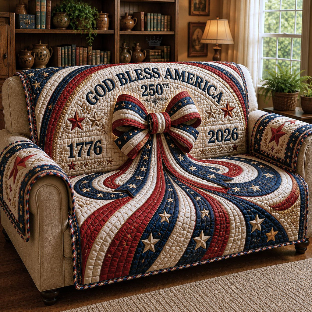 Patriotic Ribbon Bow Anniversary Sofa Cover