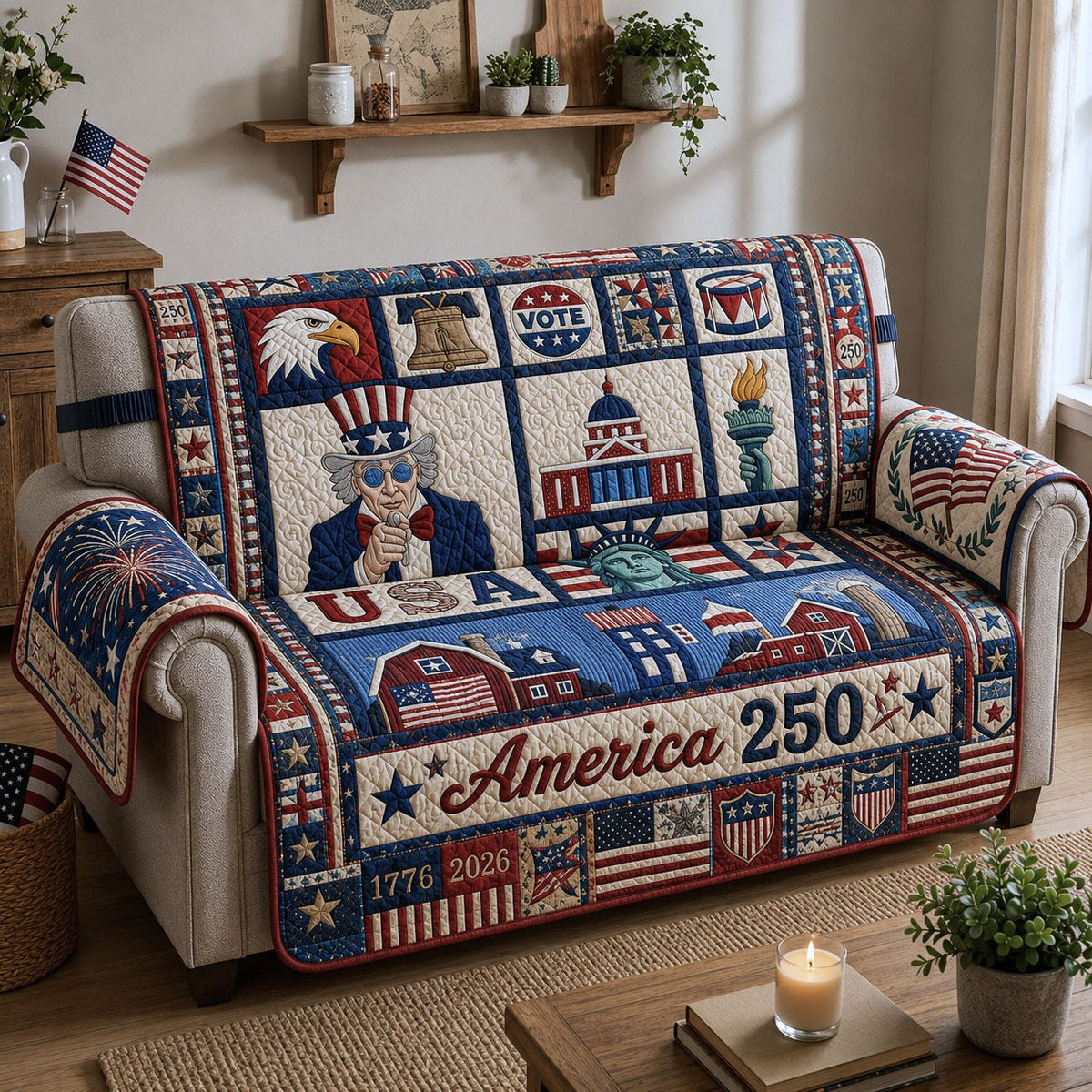 America 250 with Uncle Sam Sofa Cover