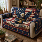 God Bless America Eagle and Bell Sofa Cover