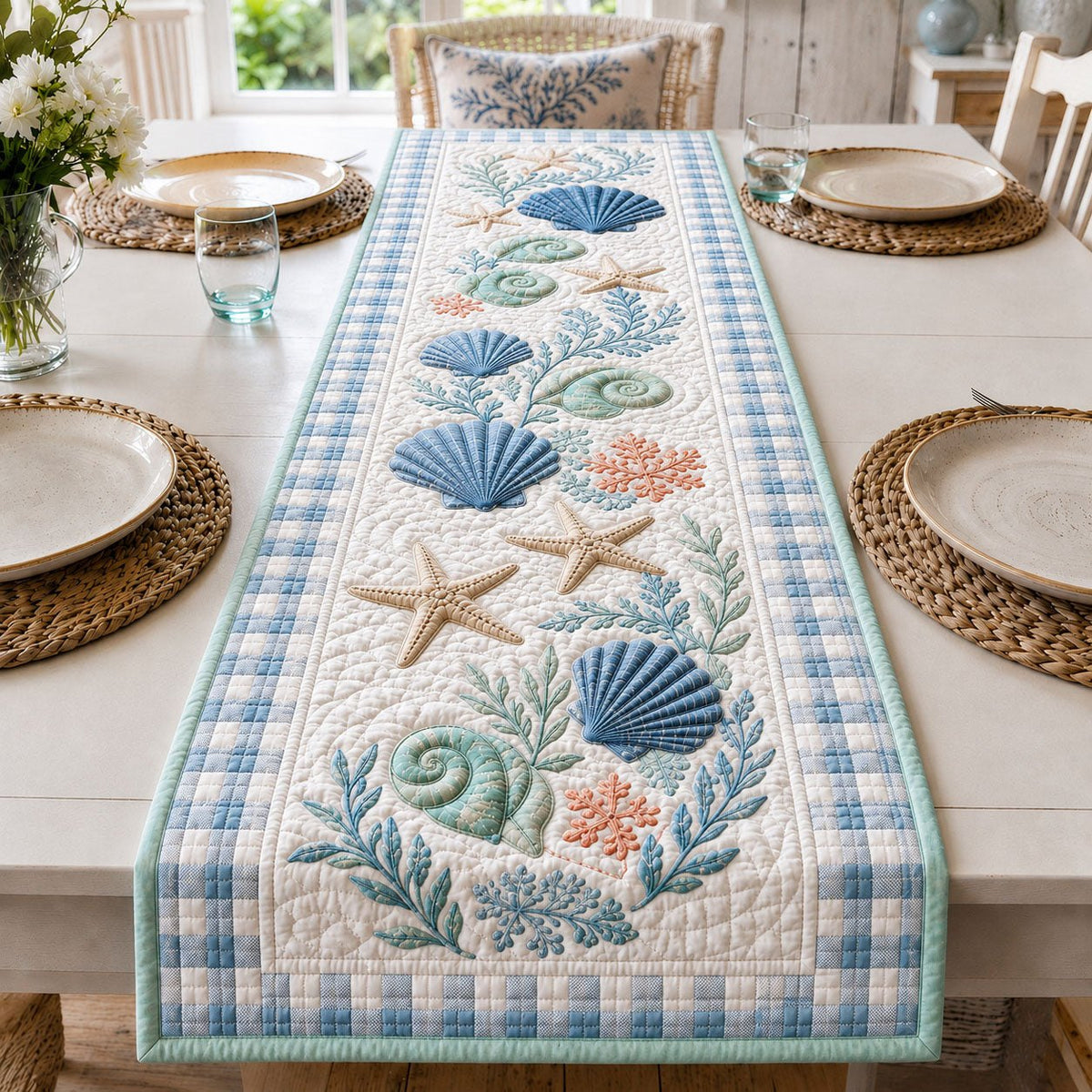 Coastal Seashell Table Runner