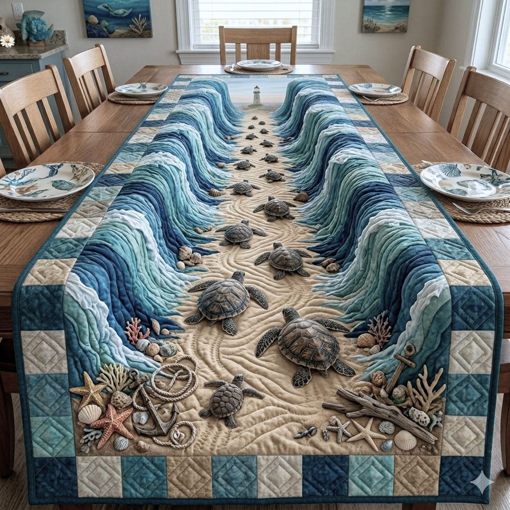Baby Turtles Crossing the Sand Table Runner