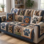 German Shepherd Among Paw Print Blocks Sofa Cover