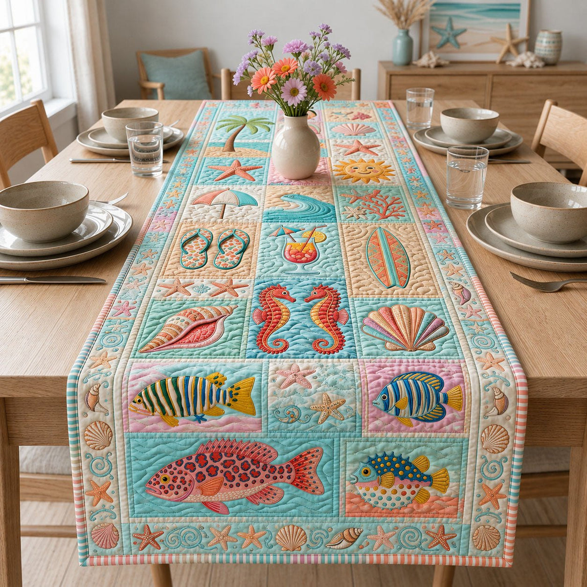 Colorful Summer Vacation Table Runner