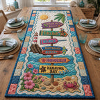 Beach Signpost with Coral and Crab Table Runner