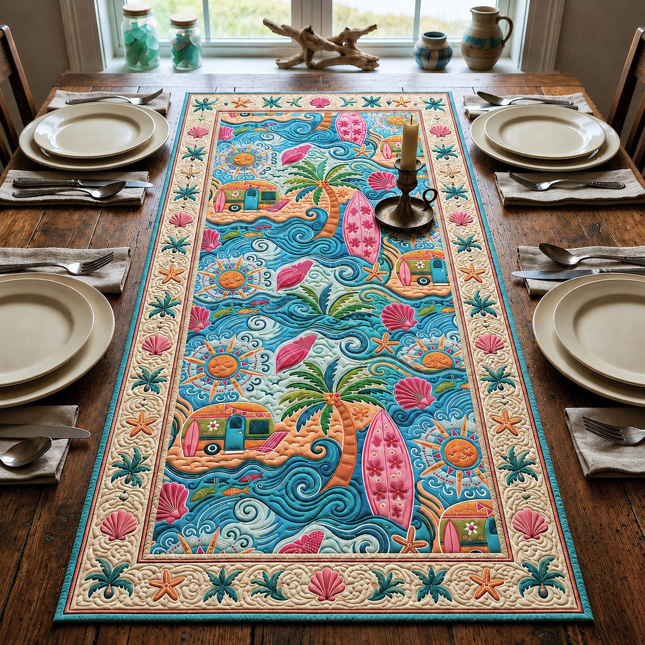 Bright Summer Beach Table Runner