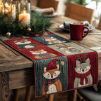 Fox and Wolf in Red Hats Table Runner