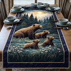 Brown Bears in a Meadow Table Runner