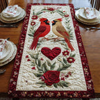 Cardinals with Heart and Roses Table Runner