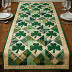 Shamrocks on Green Plaid Patchwork Table Runner