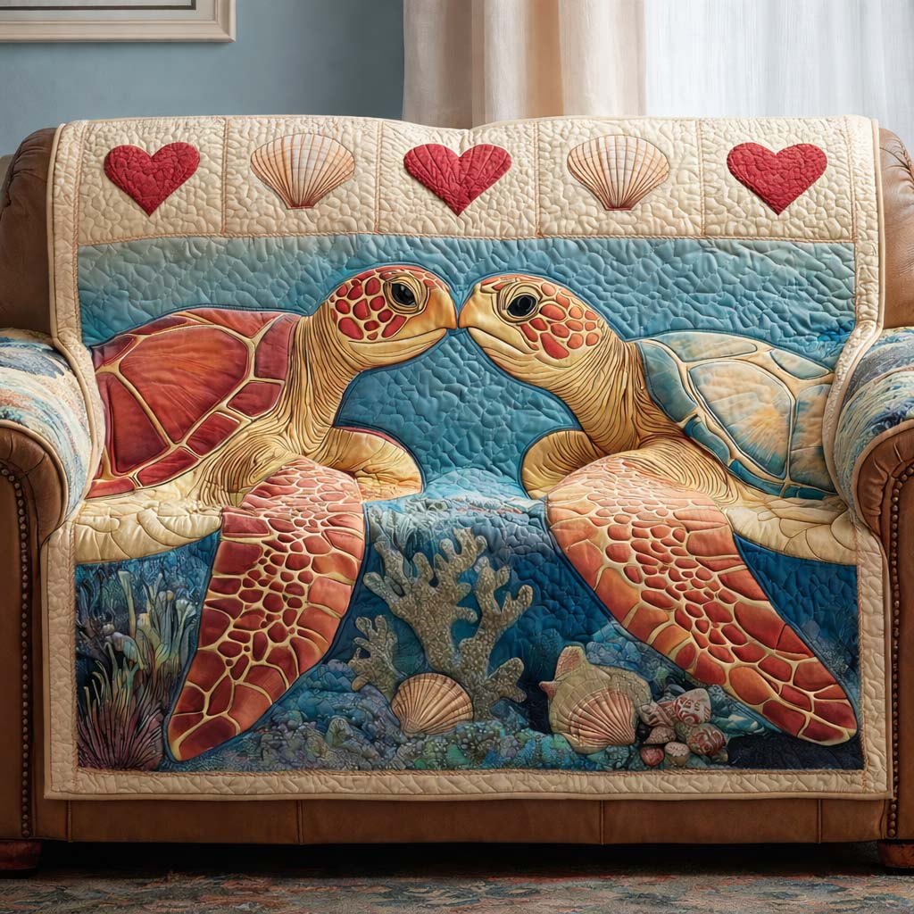 Red Shelled Turtles Face to Face Sofa Cover
